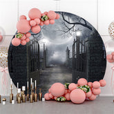 Mond Ziegel Wand Eisen Tor Halloween Kreis Hintergrund